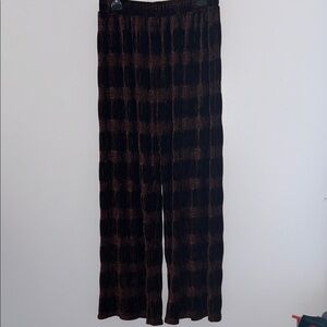 Brown Velvet feel Wide Leg Pants